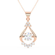 2Ct Round Cut Moissanite Teardrop Pendant in 14K Rose Gold